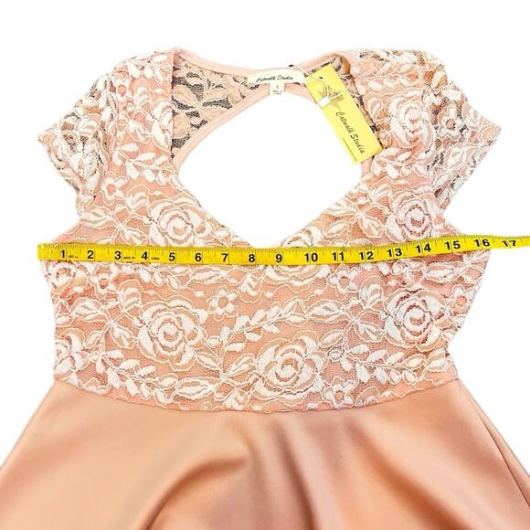 🆕 Catwalk Studia Dress Juniors Size L Peach Pink Lace Babydoll Cutout NWT - Picture 8 of 12